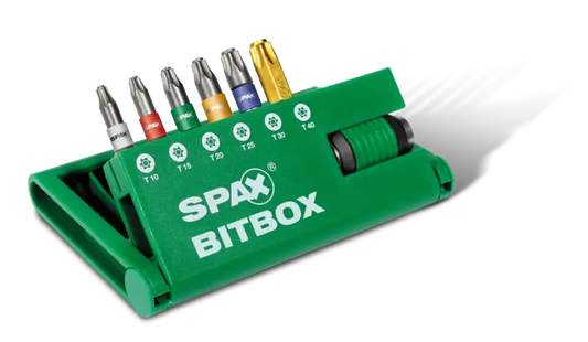 SPAX BITbox T-Star Plus - 6 Bits T10-T40 25MM + 1  Bit-Halter in Profi Qualität